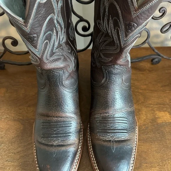 Women’s Brown Leather Western Cowboy Boots - Classic Embroidered Shaft - Picture 1 of 6